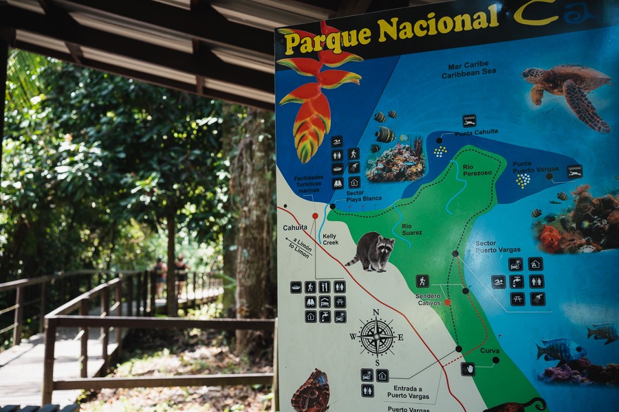 a map of the Cahuita National Park