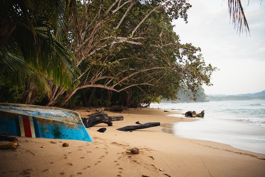 a long beach in Puerto Viejo