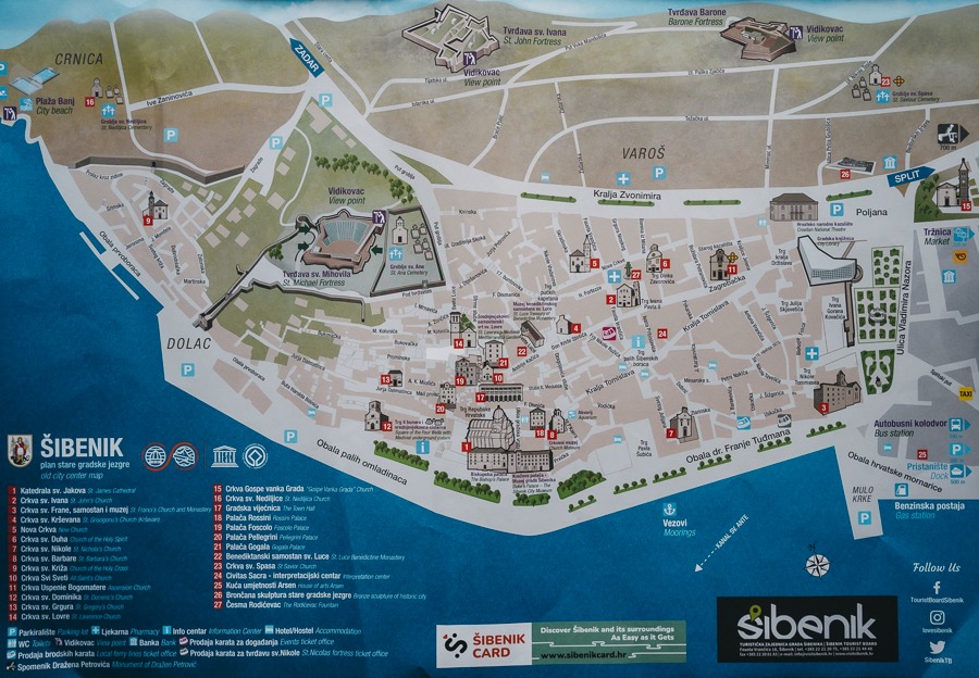 City map of Sibenik, Croatia