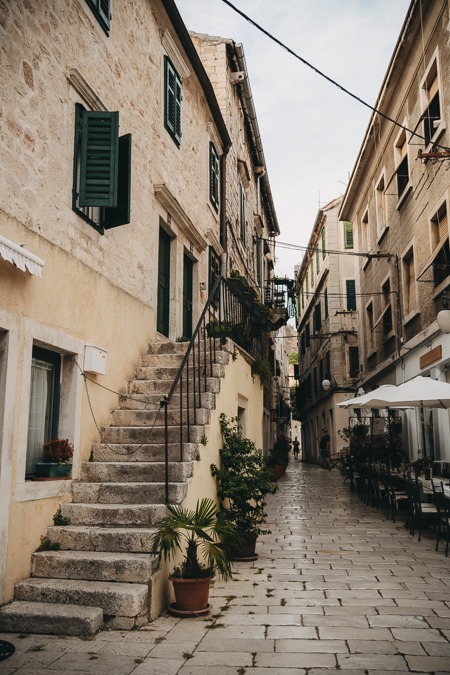 Alley in the old town of Šibenik, Croatia