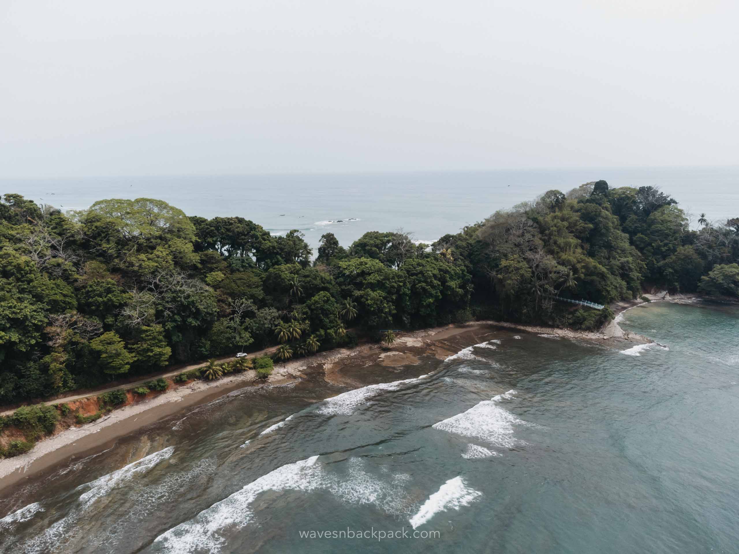 drone shot of the pacific coast in Costa Rica