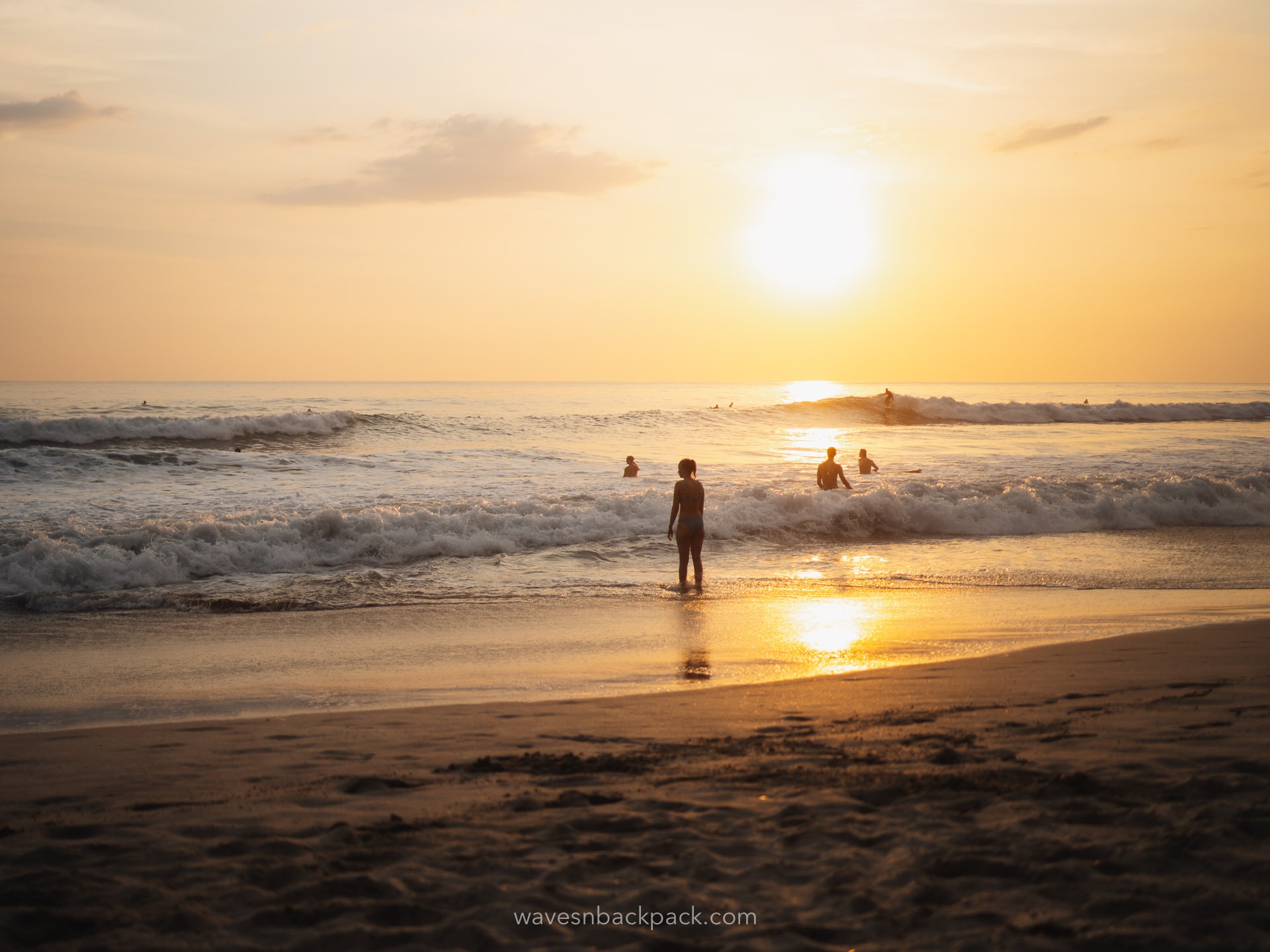 sunset at surf spot Santa Teresa in Costa Rica