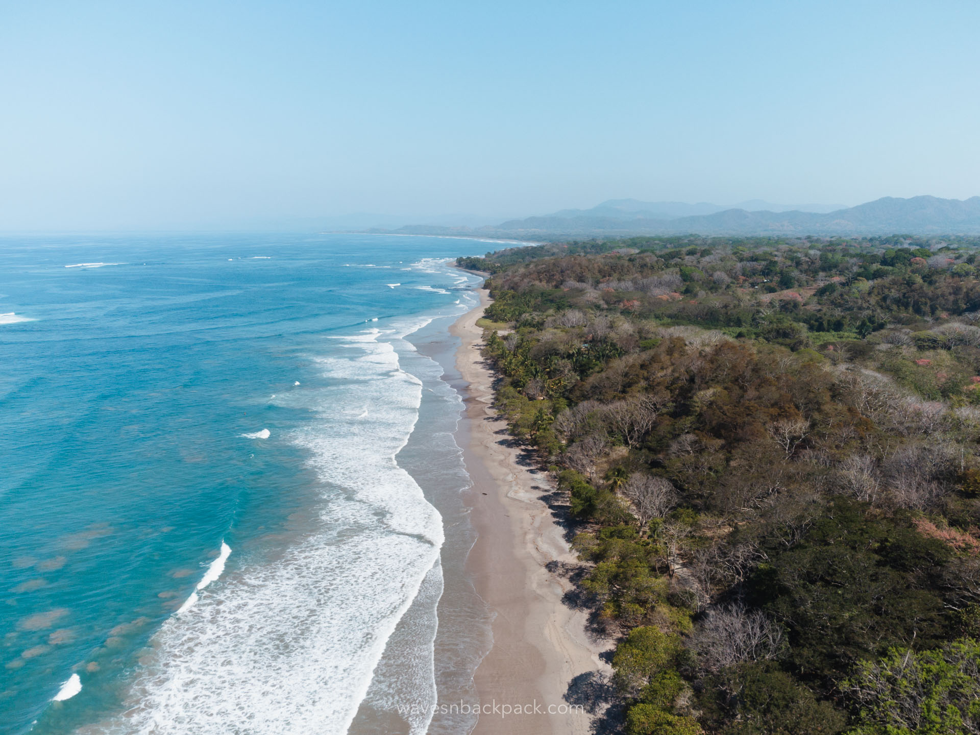 drone shot of Manzanillo in Costa Rica at the pacific coast